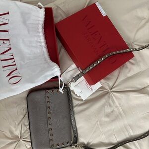 Valentino Gray Studded Crossbody Bag